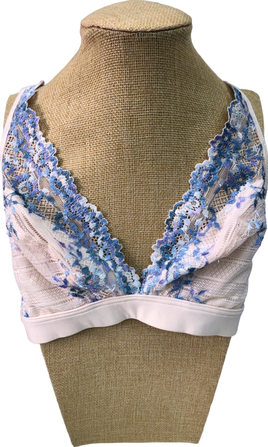 Wacoal White and Blue Lace Bralette SIZE 32"
