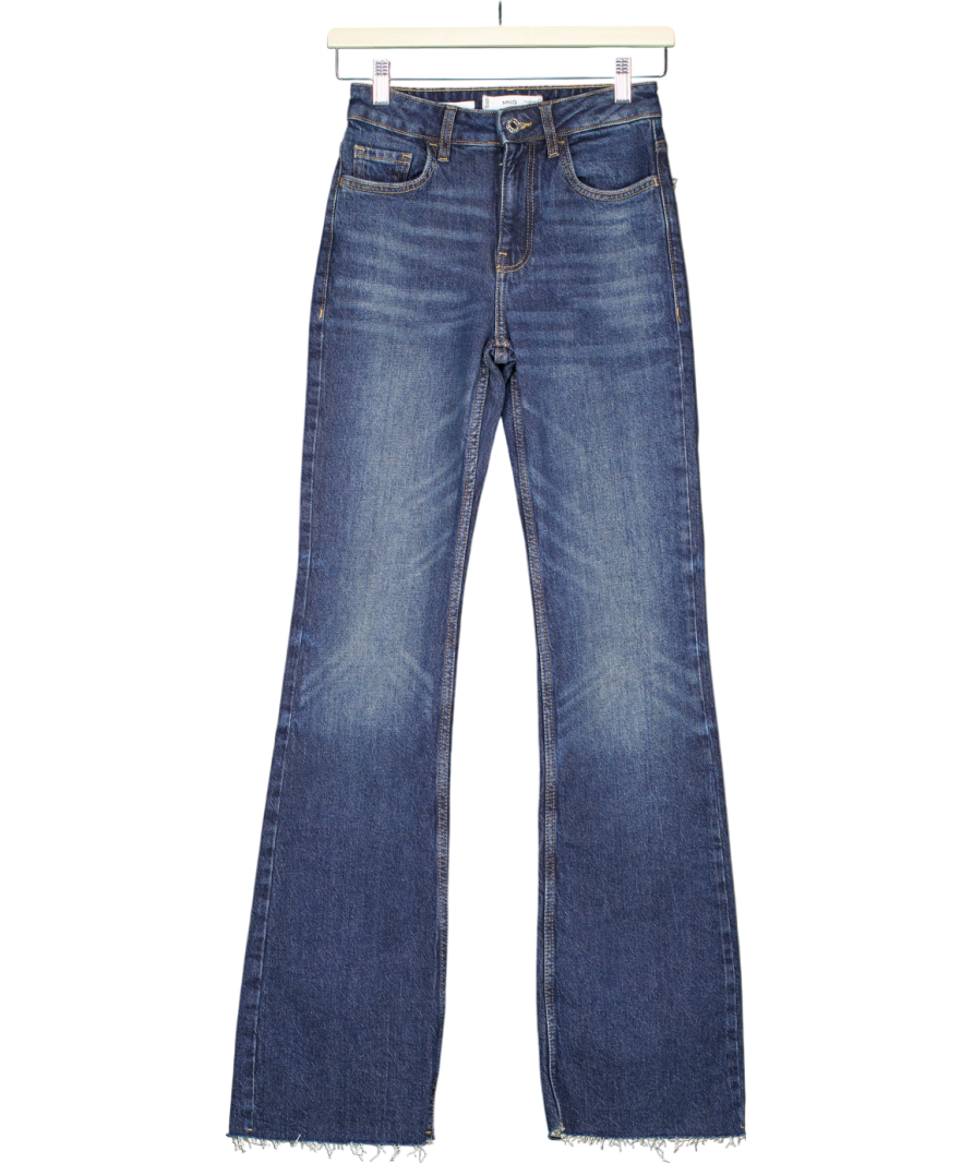 MANGO Dark Blue Fiona Flared Mid-rise Jeans UK 4