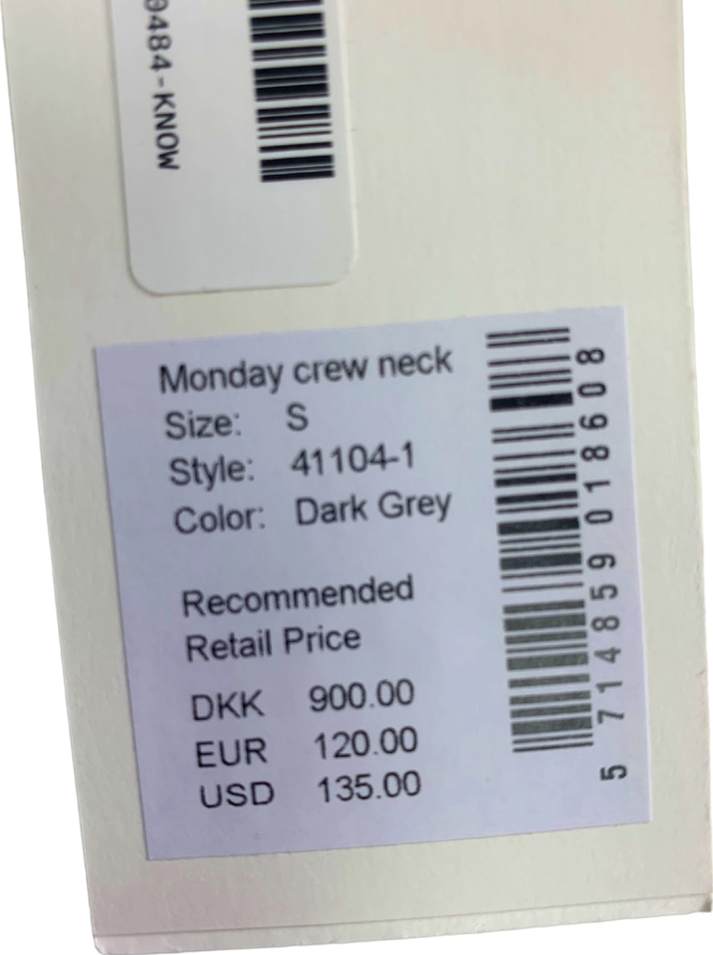 7 Days Active Dark Grey Monday Crew Neck Sweater S