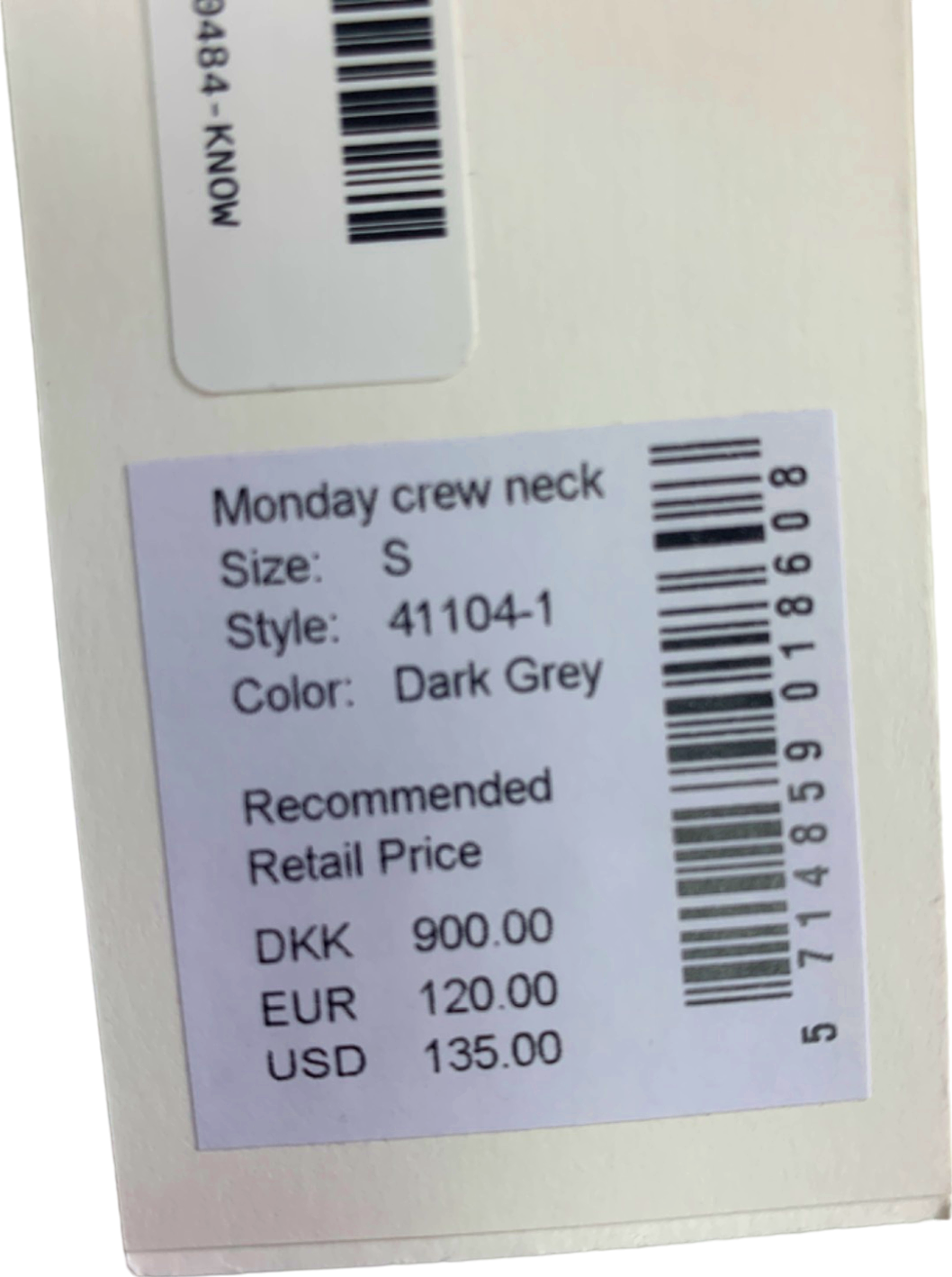 7 Days Active Dark Grey Monday Crew Neck Sweater S