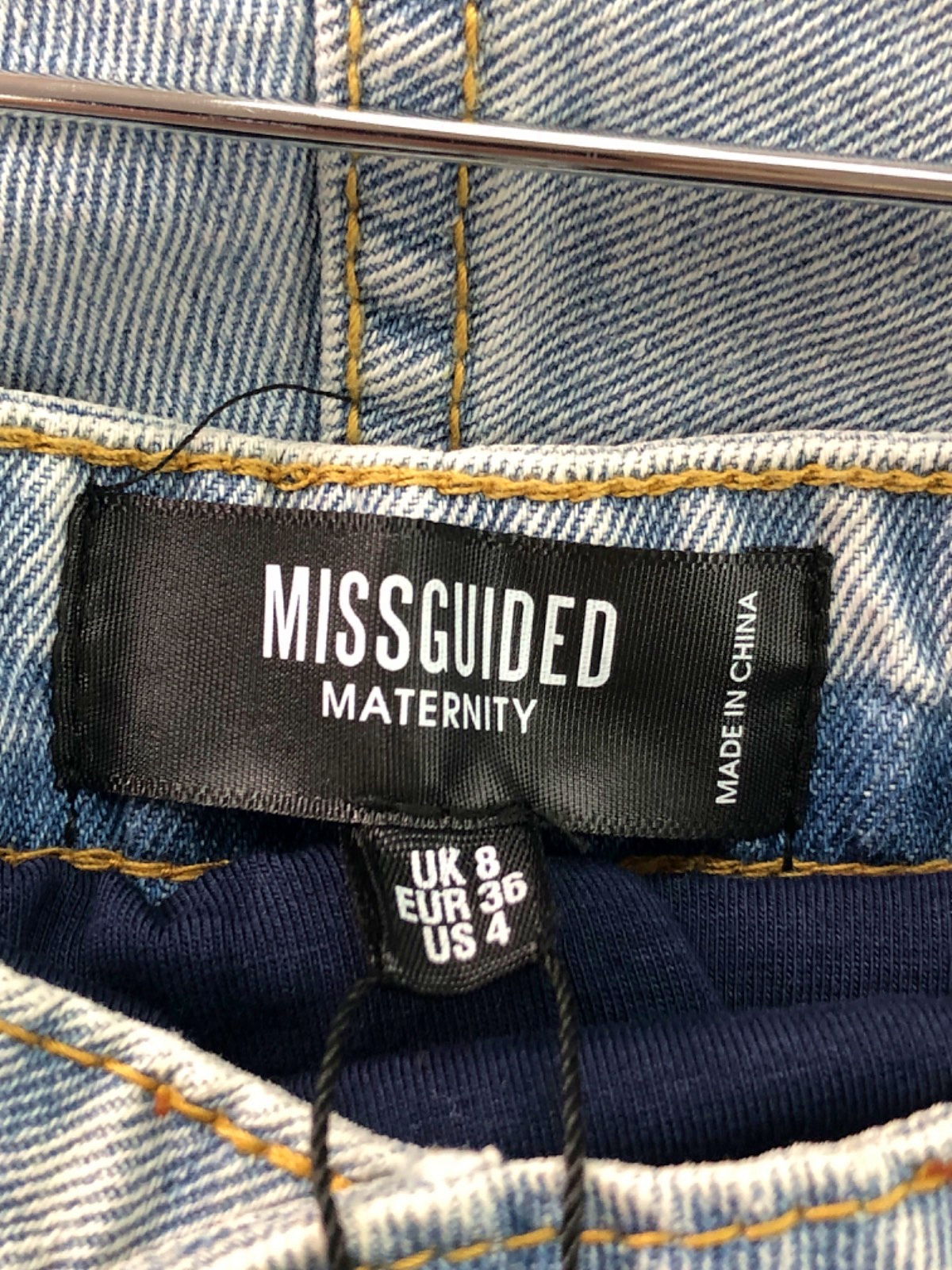 Missguided Blue Distressed Maternity Denim Shorts UK 8