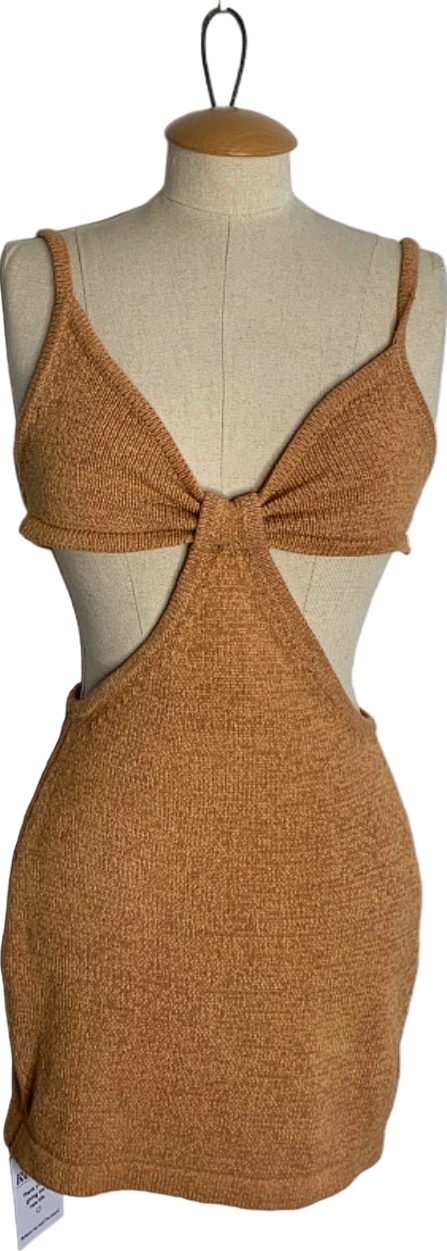 Fashion Nova Tan Knit Cutout Dress XS
