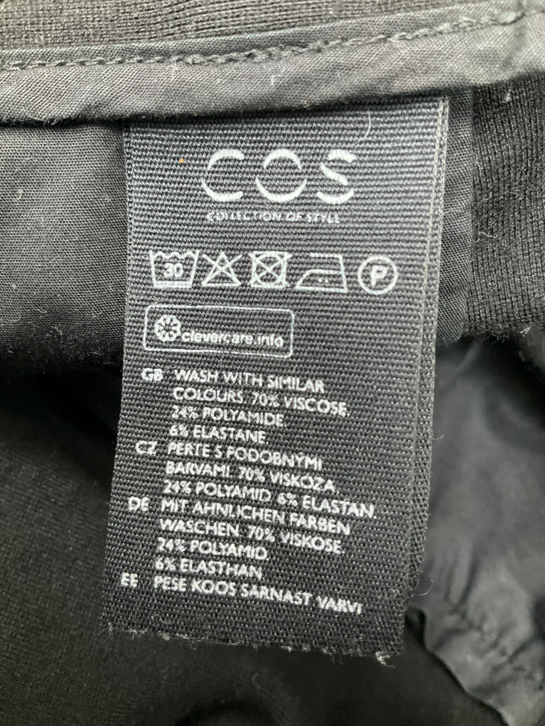 cos Black Slim Fit Trousers UK M