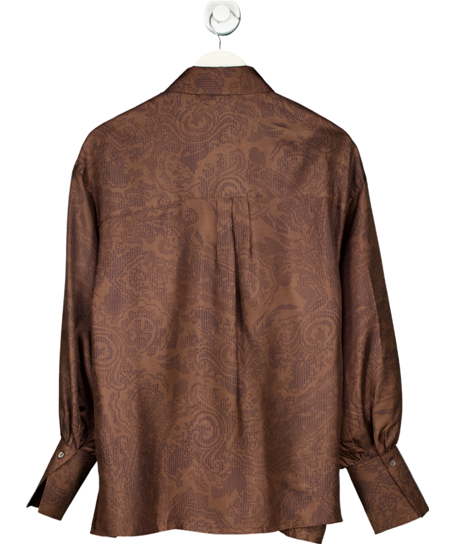 Wiggy Kit Brown The Gallerist Shirt 100% Silk UK S