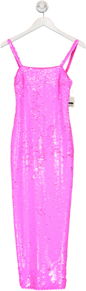 ANTHROPOLOGIE Saylor NYC Pink Farren Sequin Midi Dress UK XS