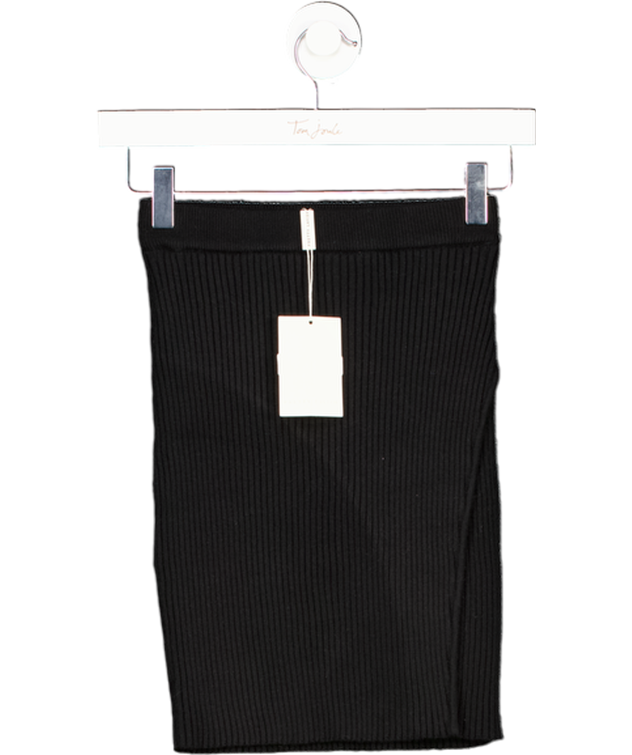PRETTY LAVISH Lakelyn Wrap Mini Knit Skirt - Black UK XS