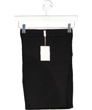 PRETTY LAVISH Lakelyn Wrap Mini Knit Skirt - Black UK XS