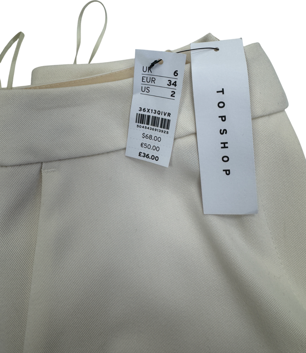 Topshop Cream Tapered Tailored Trouser UK 6