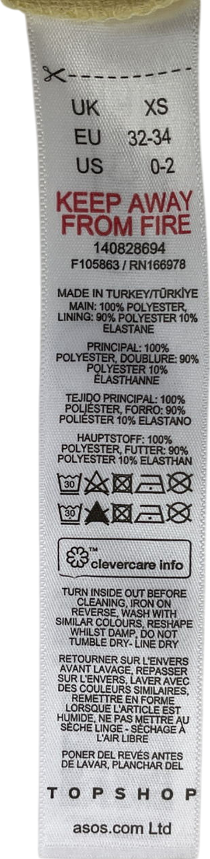 ASOS Yellow Drop Waist Ruched Maxi Dress In Buttermilk UK XS