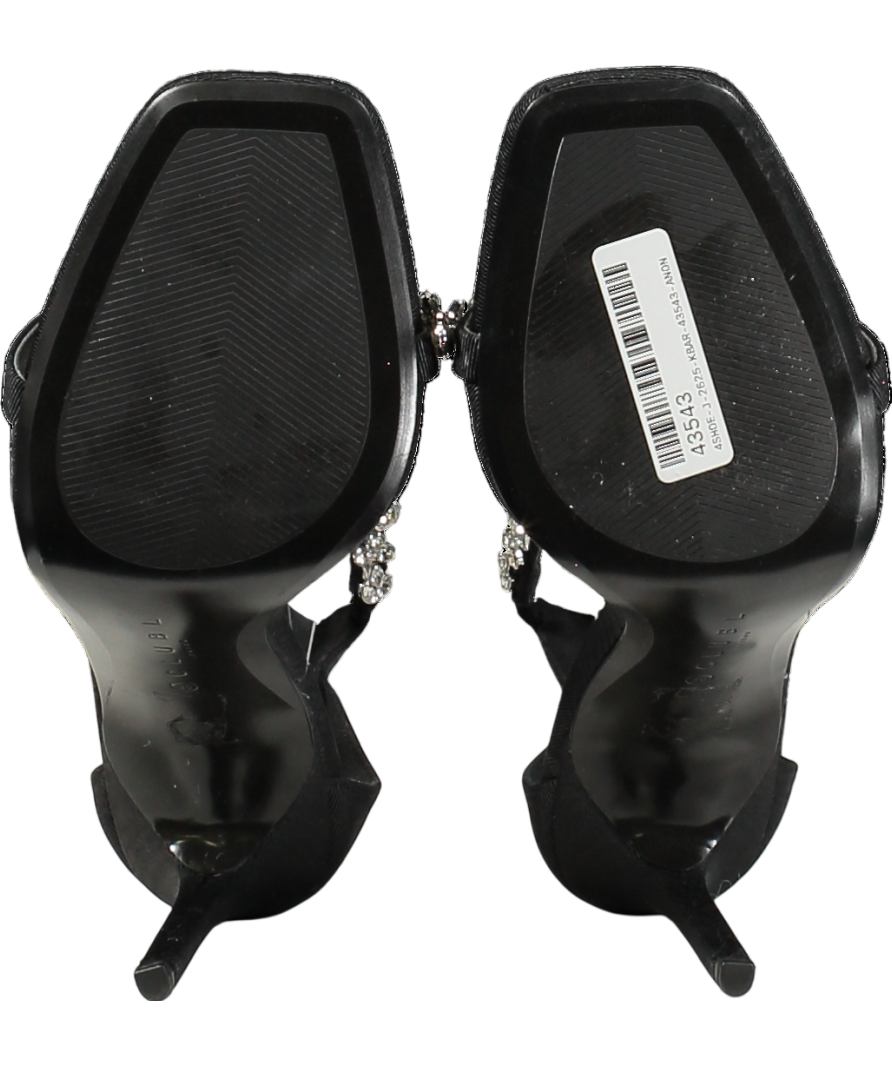 Club L Oh Please Black Strappy Heeled Sandals With Diamante Chains UK 6 EU 39 👠