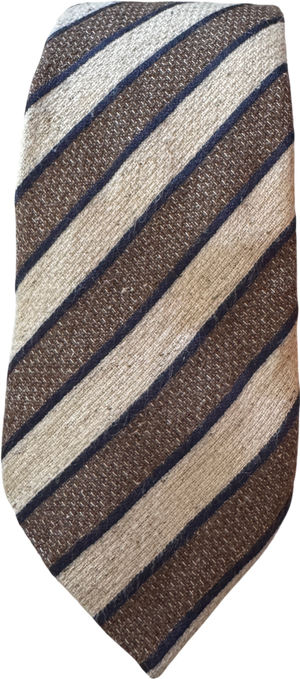 SuitSupply Cream Silk / Cotton Bend Striped Neck Tie