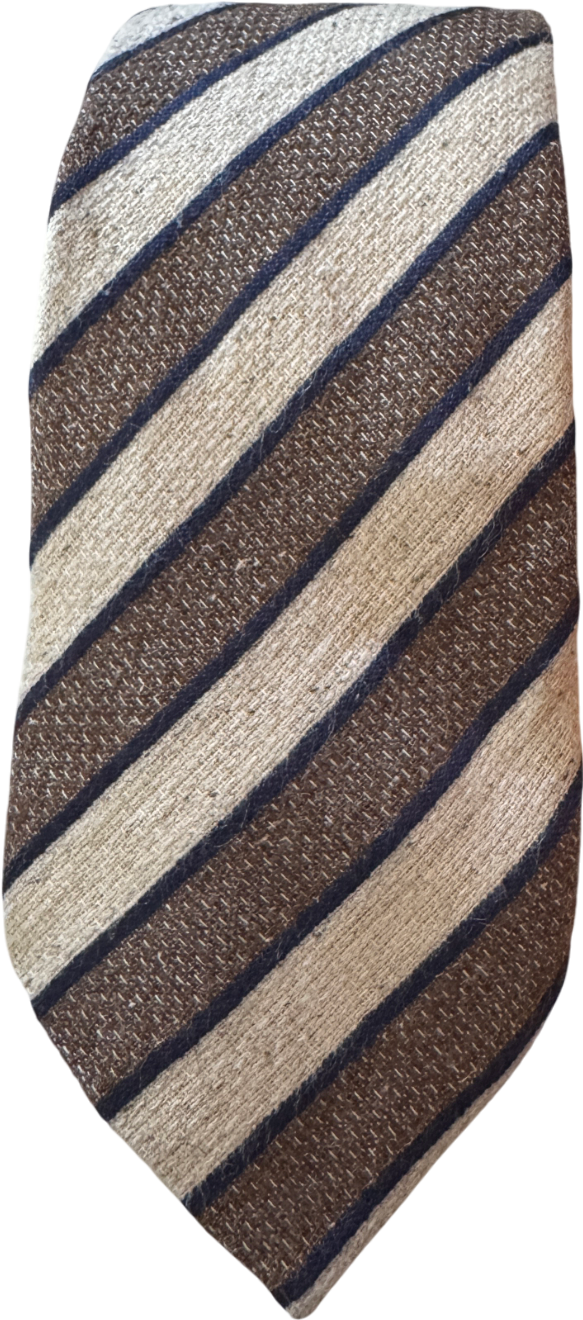 SuitSupply Cream Silk / Cotton Bend Striped Neck Tie