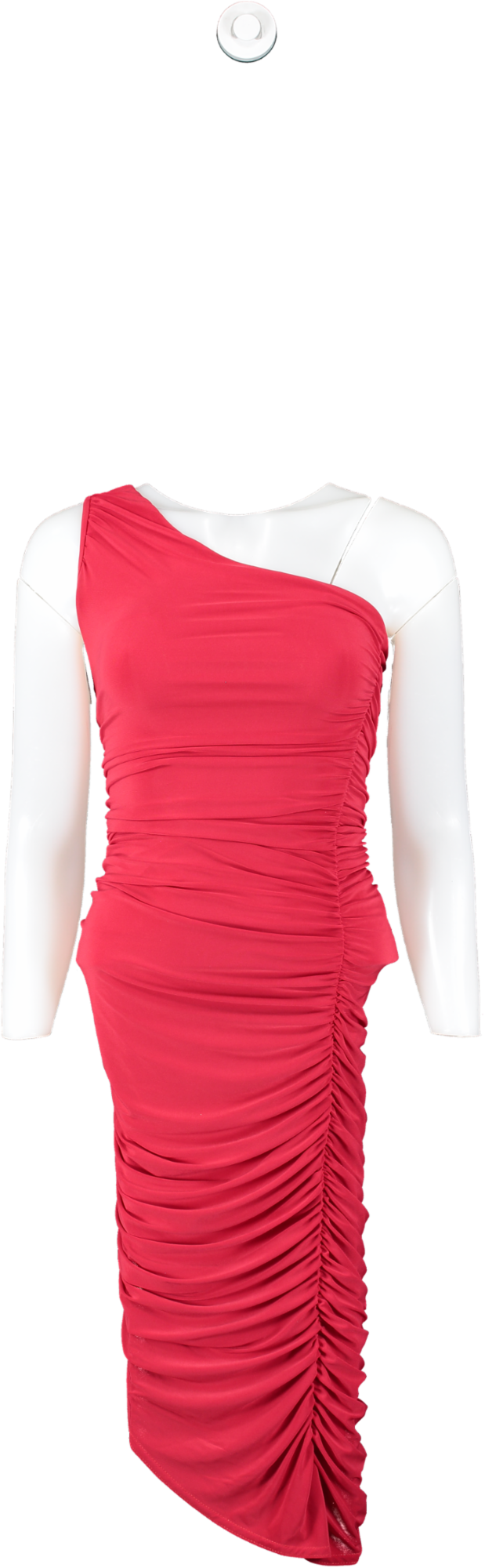 Club L Red Asymmetric One Shoulder Ruched Midi Dress UK 4