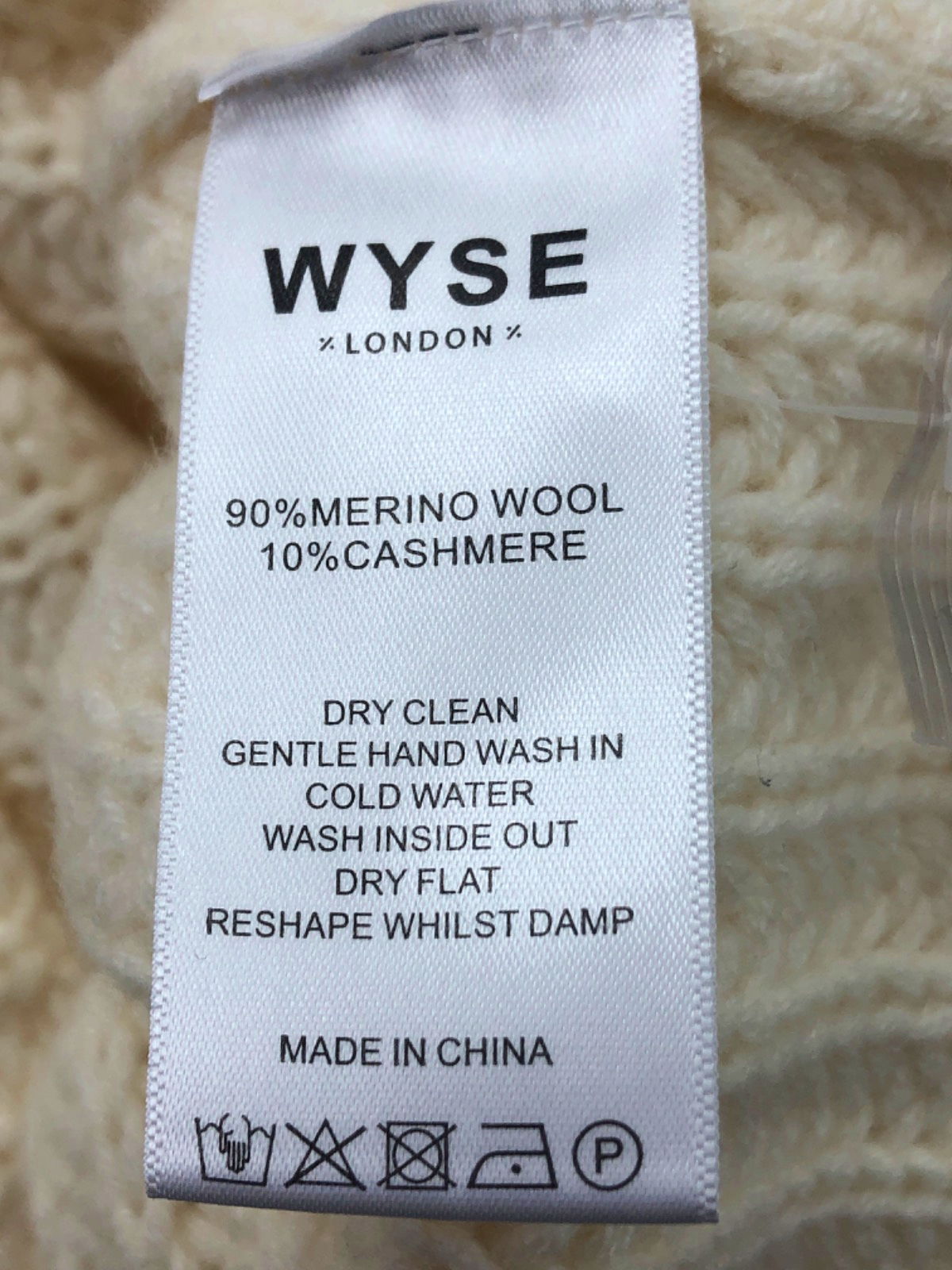 WYSE LONDON Ivory Cashmere Blend Coral Chunky Roll Neck Jumper UK L