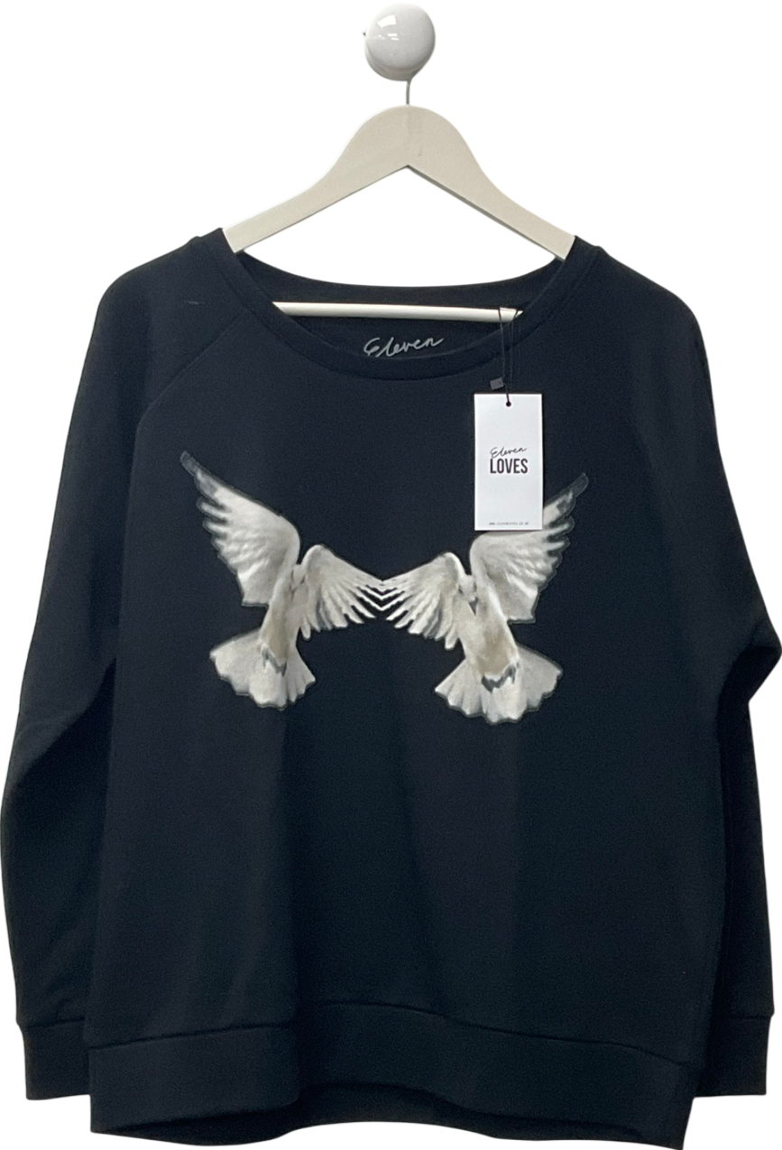 Eleven Loves Black White Wing Dove Sweatshirt UK L