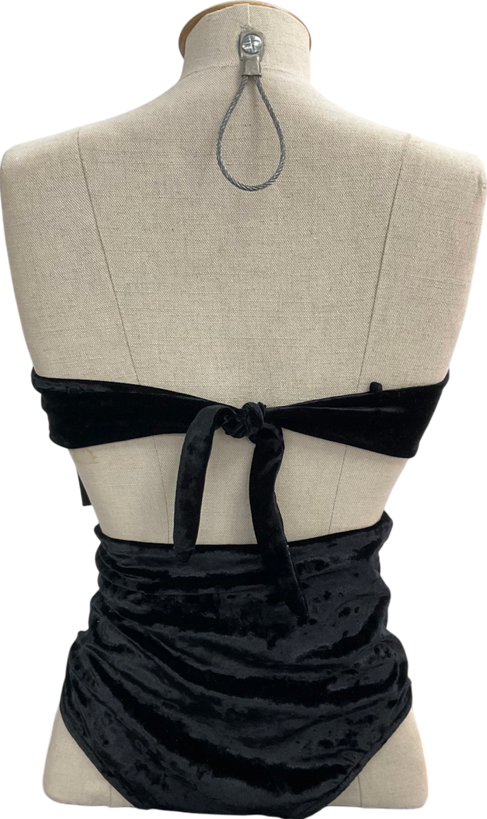 Mona Crushed Black Velvet Bikini UK S