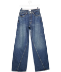 Anine Bing Mid Blue Brie Paneled High-rise Wide-leg Jeans W25