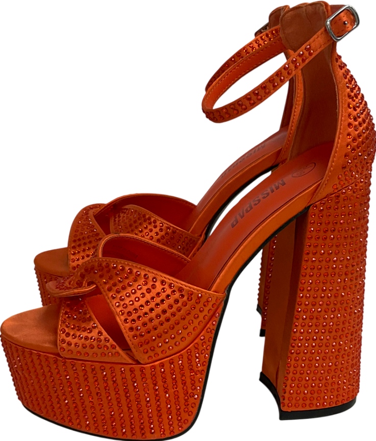 Misspap Orange Diamante Extreme Platform Heels UK 6 EU 39 👠