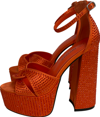 Misspap Orange Diamante Extreme Platform Heels UK 6 EU 39 👠