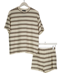 ASOS Beige Oversized T-shirt Co-ord In Choc Stripe UK S