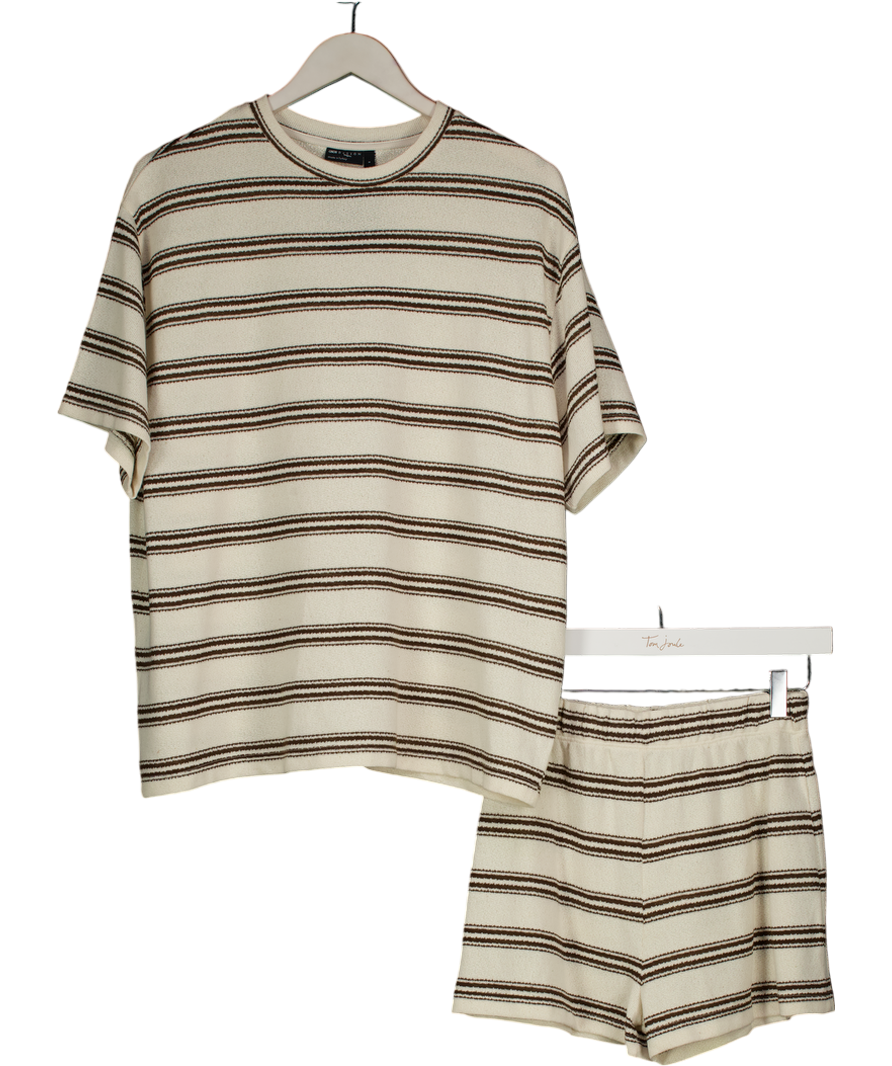 ASOS Beige Oversized T-shirt Co-ord In Choc Stripe UK S