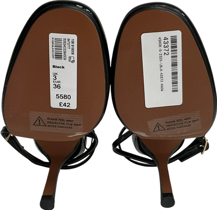 River Island Black Round Toe Patent Court Heels UK 3 EU 36 👠