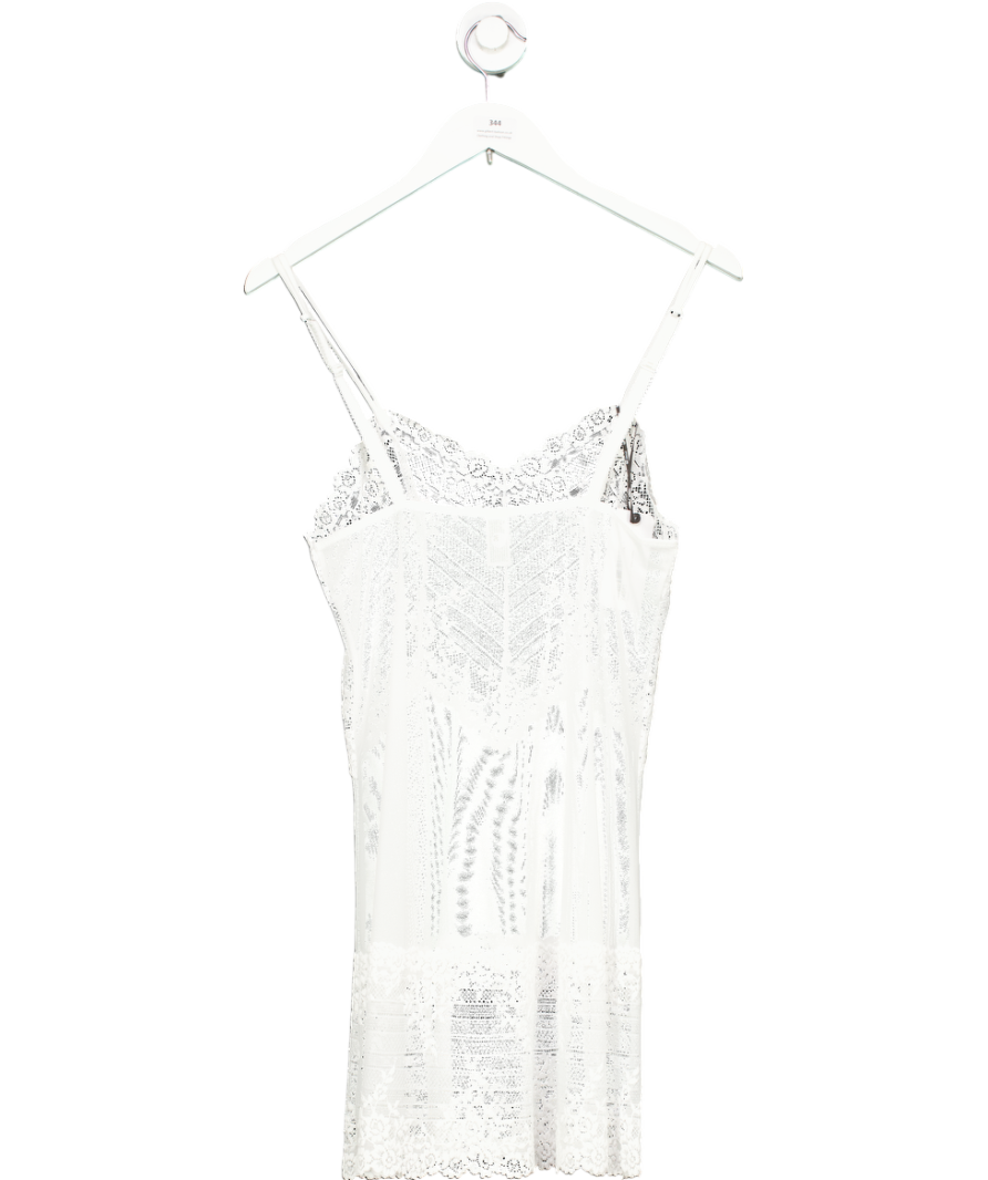 Wacoal White Embrace Lace V-neck stretch-lace chemise night dress slip UK M