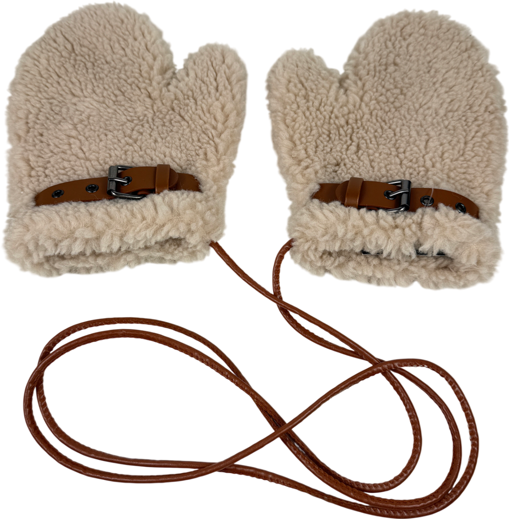 De savary Cream Shearling Mittens One Size
