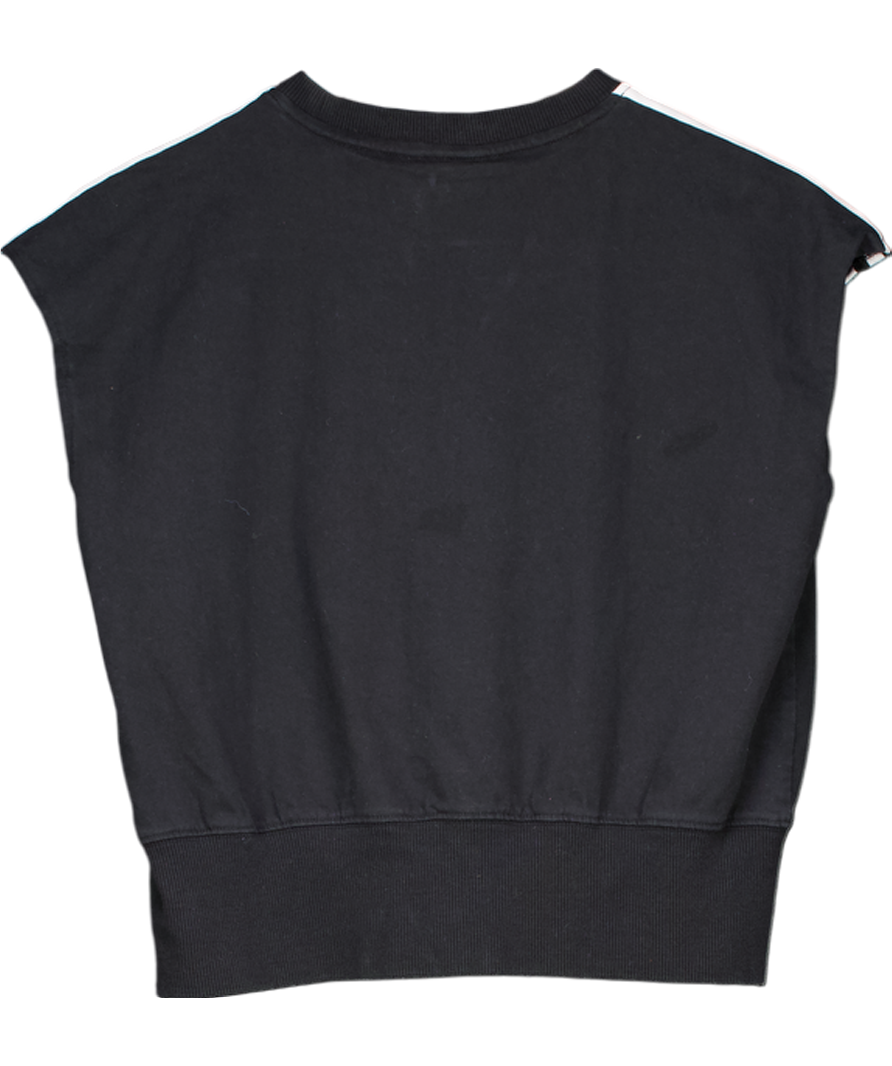 adidas Black Cropped Sleeveless Three Strip Tee UK 10