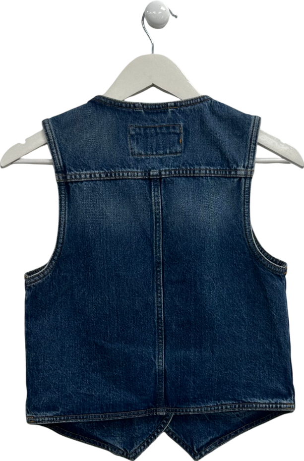 M&S Blue Denim Waistcoat UK 8