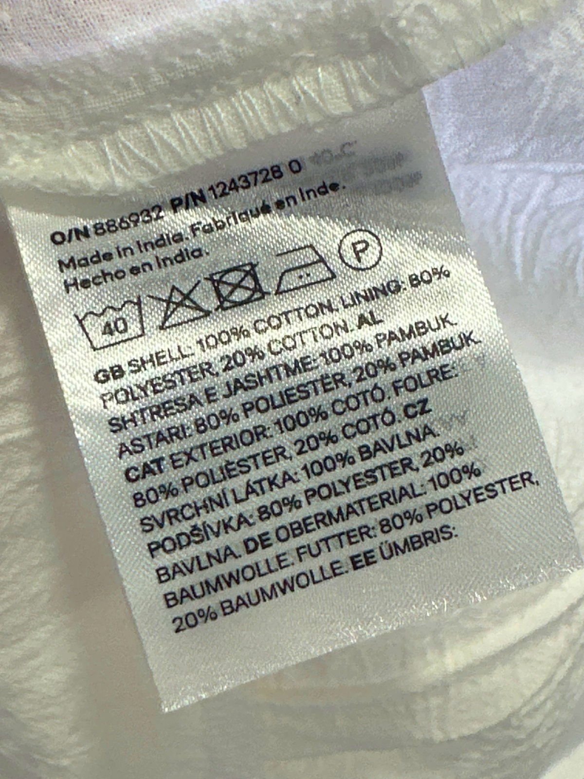 H&M White Sleeveless Ruffled Dress UK XS