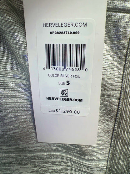 Herve Leger Silver Foil Bandage Dress S