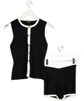 White Fox Black Second Guessing Knit Shorts And Vest Set UK M