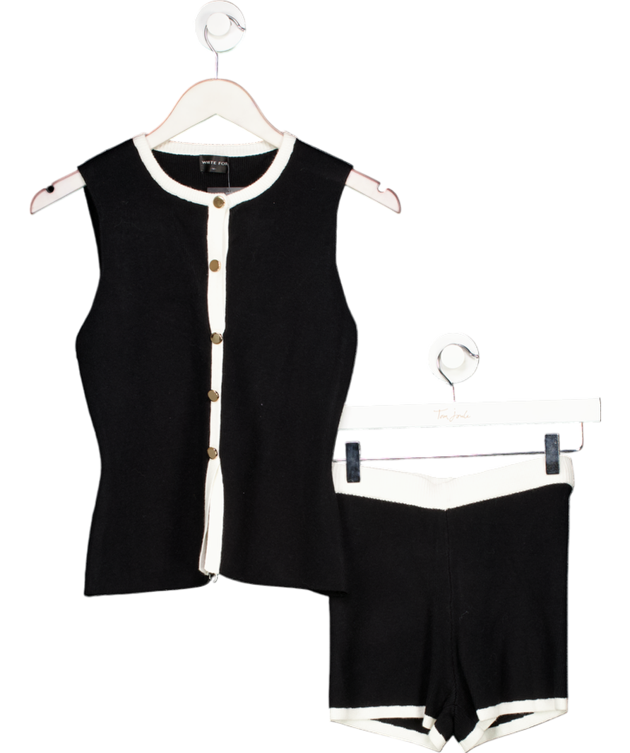 White Fox Black Second Guessing Knit Shorts And Vest Set UK M