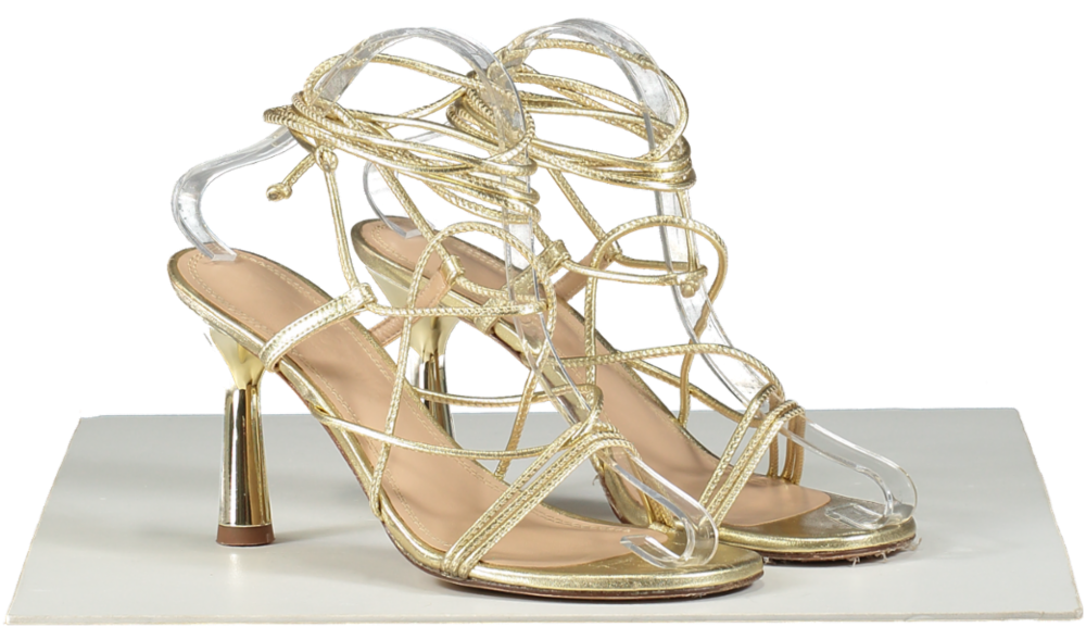 Russell & Bromley Metallic Gold Strappy Heeled Sandals UK 5 EU 38 👠