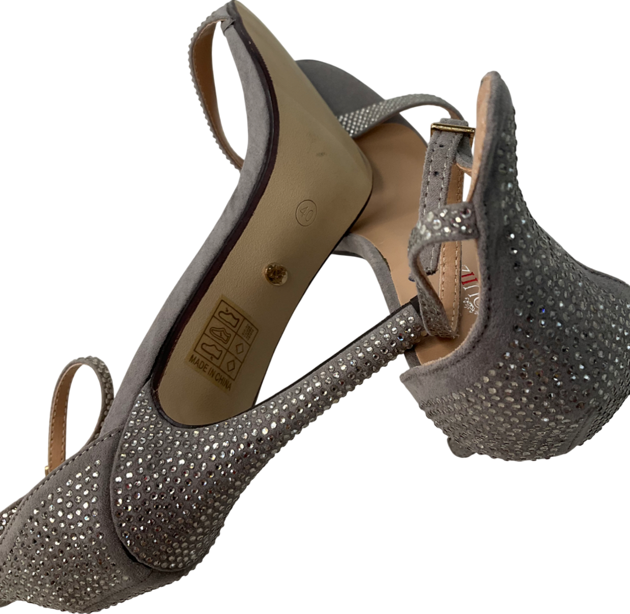 marquiiz Metallic Diamonte Heels UK 7 EU 40 👠