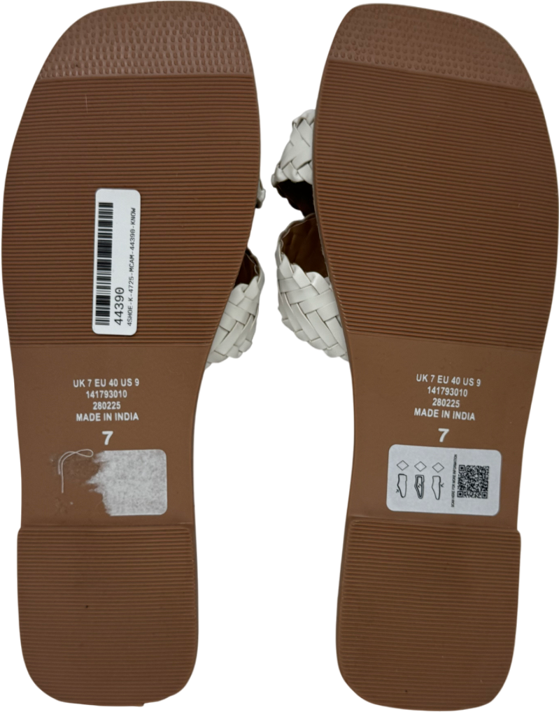 ASOS Beige Wide Fit Flossie Woven Flat UK 7 EU 40 👠