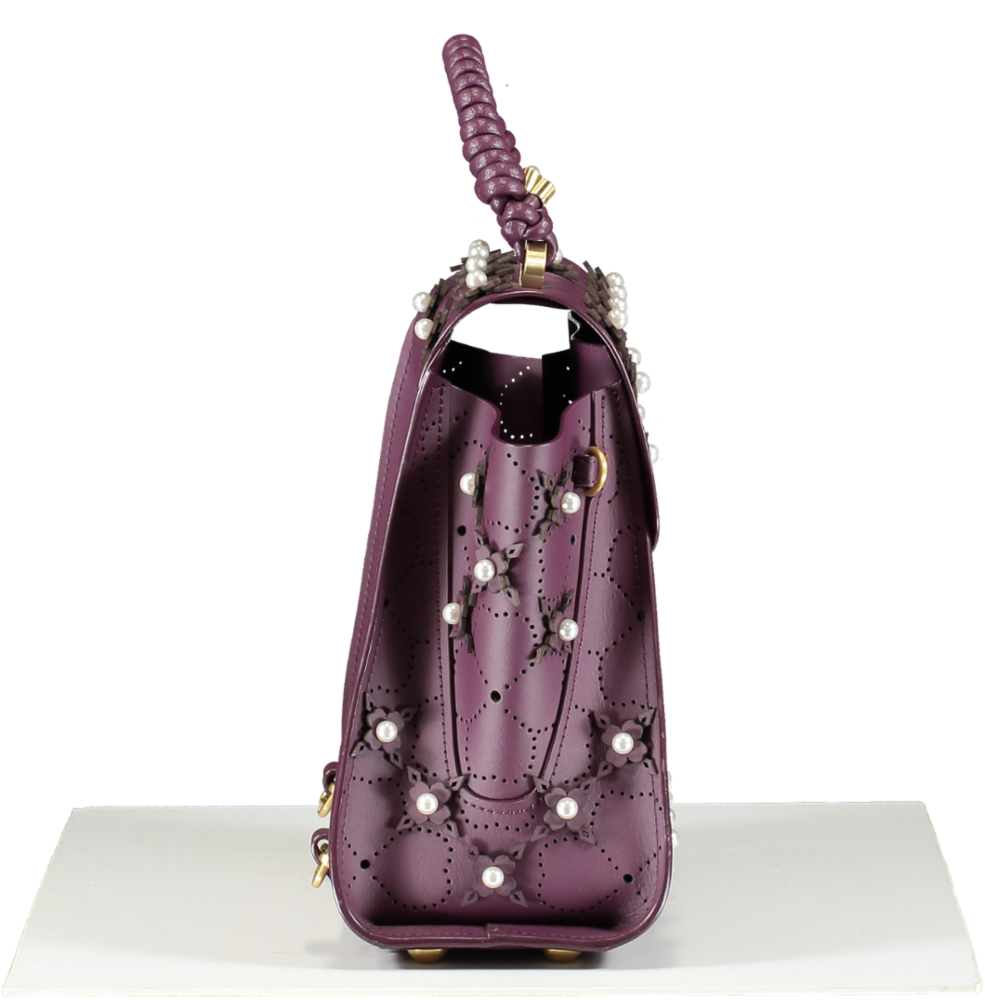 zac zac posen Purple Eartha Floral-appliqué Leather Tote Bag One Size