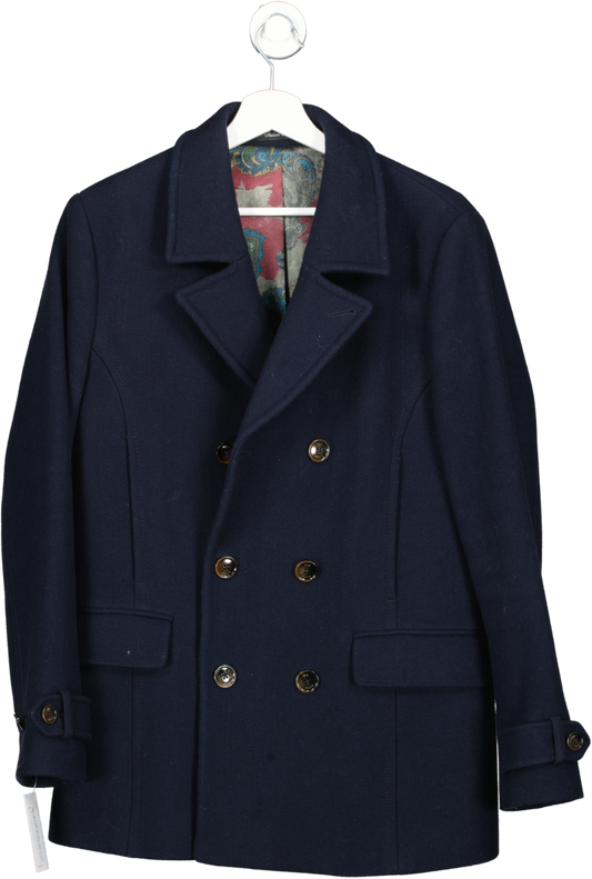 Ted Baker Blue Navy Double Breasted Wool Jacket UK M