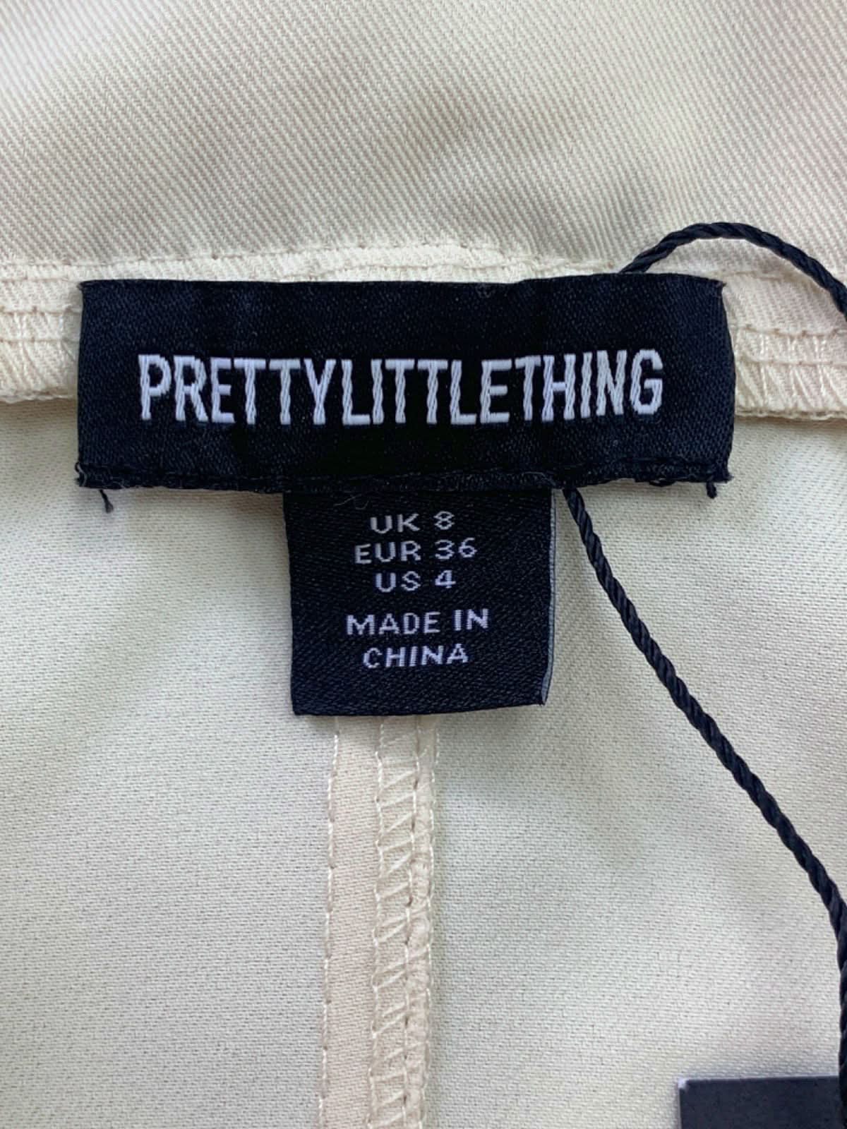 PrettyLittleThing Cream Corset Puffball Mini Shift Dress Size 8