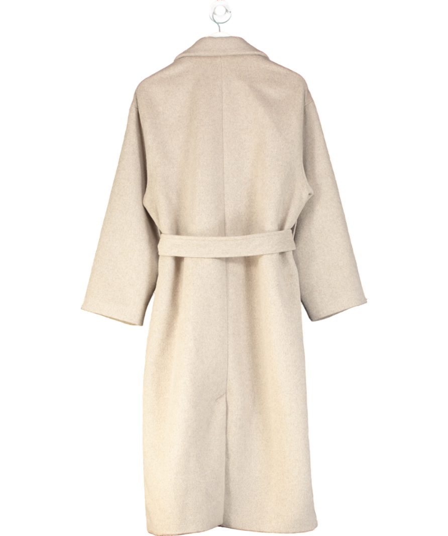 NA-KD Beige Wool Blend Scarf Detail Coat UK 8