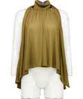 MANGO Olive Green Halter Top With Bow UK M