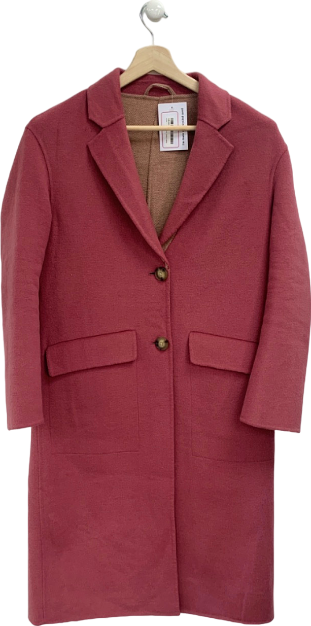 M&S Dark Rose Wool Blend Coat UK 10