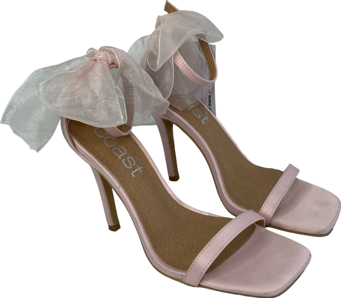 Coast Pink Organza Bow Barely There Heel UK 4 EU 37 👠