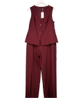 MANGO Burgundy Red Long Suit-style Jumpsuit UK XL
