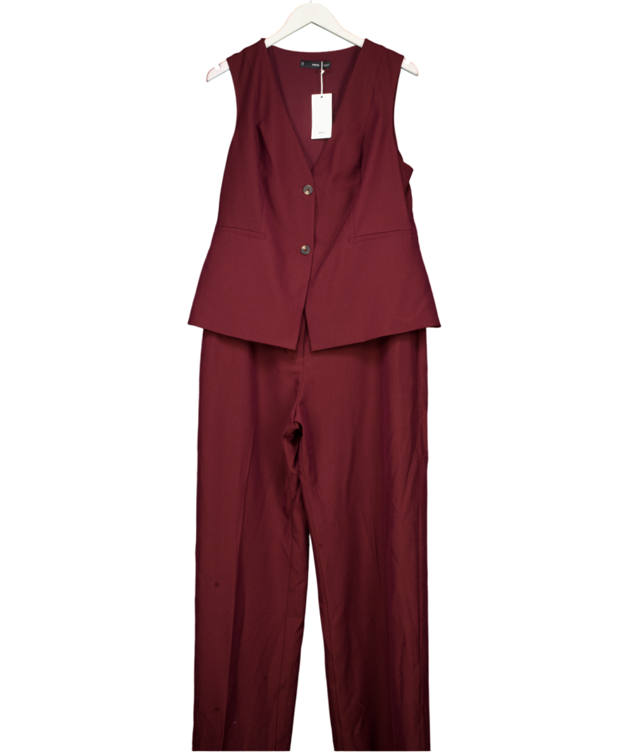 MANGO Burgundy Red Long Suit-style Jumpsuit UK XL
