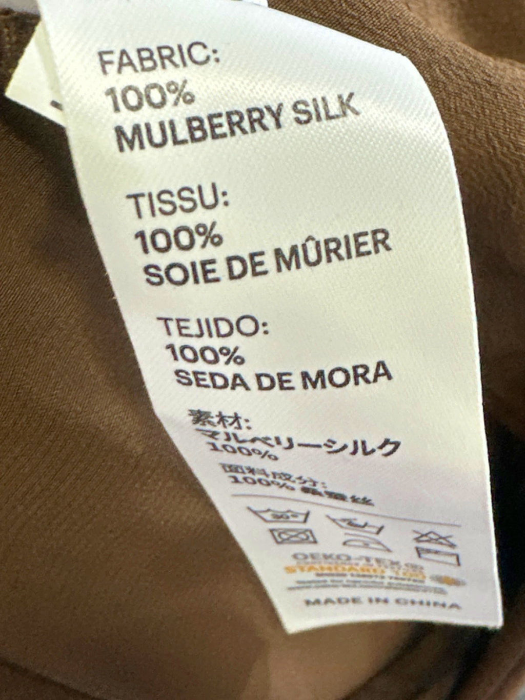 LilySilk Camel High-Waist Silk Trousers UK 6