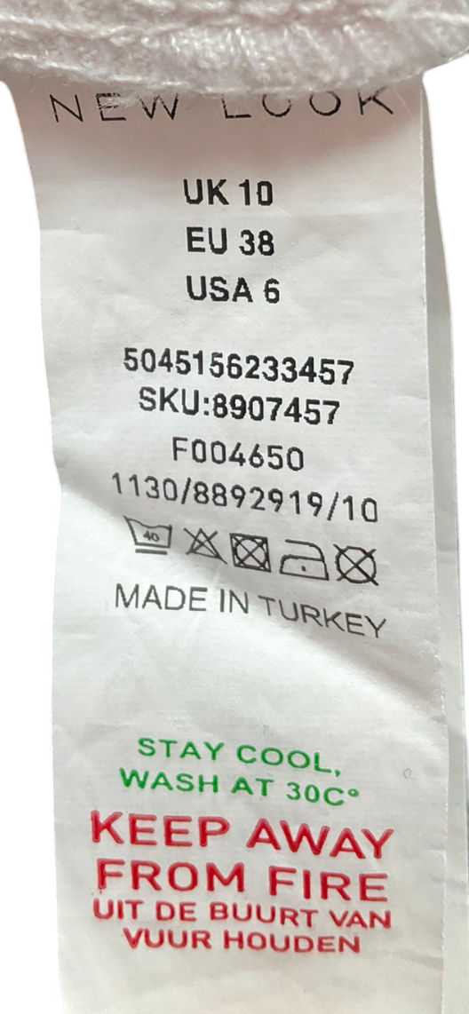 New Look Petite White Denim High Waist Split Hem Midi Skirt UK 10