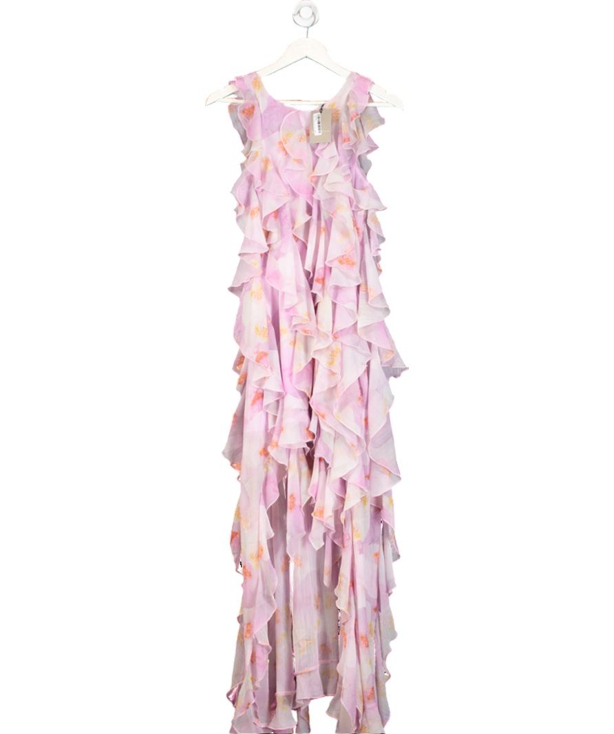 River Island Purple Floral Ruffle High Low Maxi Dress UK 8