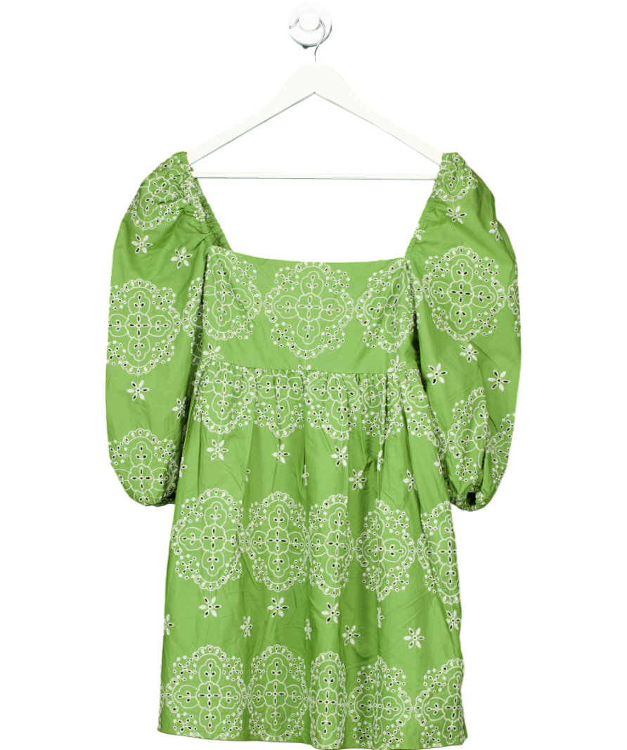 ZARA Green Pleated Square-neck Dress UK 8